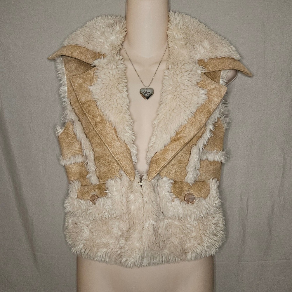 Bebe Faux Fur Suede Tan Vest Fall